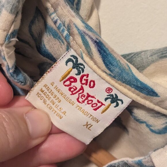 Vintage Go Barefoot Hawaii Aloha Shirt Cotton Button Reverse Dye Floral Size XL - Picture 3 of 5